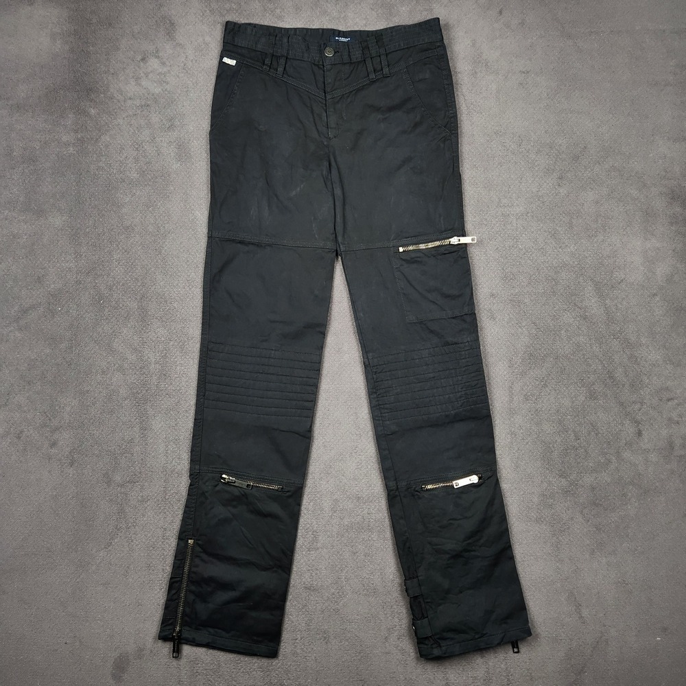 Burberry Moto Pants Womens 6 Black Multi Zip Utility Cargo Trousers 31x33